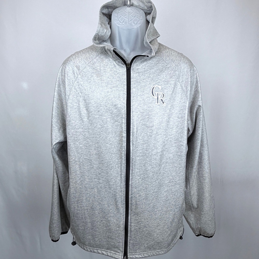 47 Brand Forward Colorado Rockies Full Zip Hoodie Gray Performance Mens Large